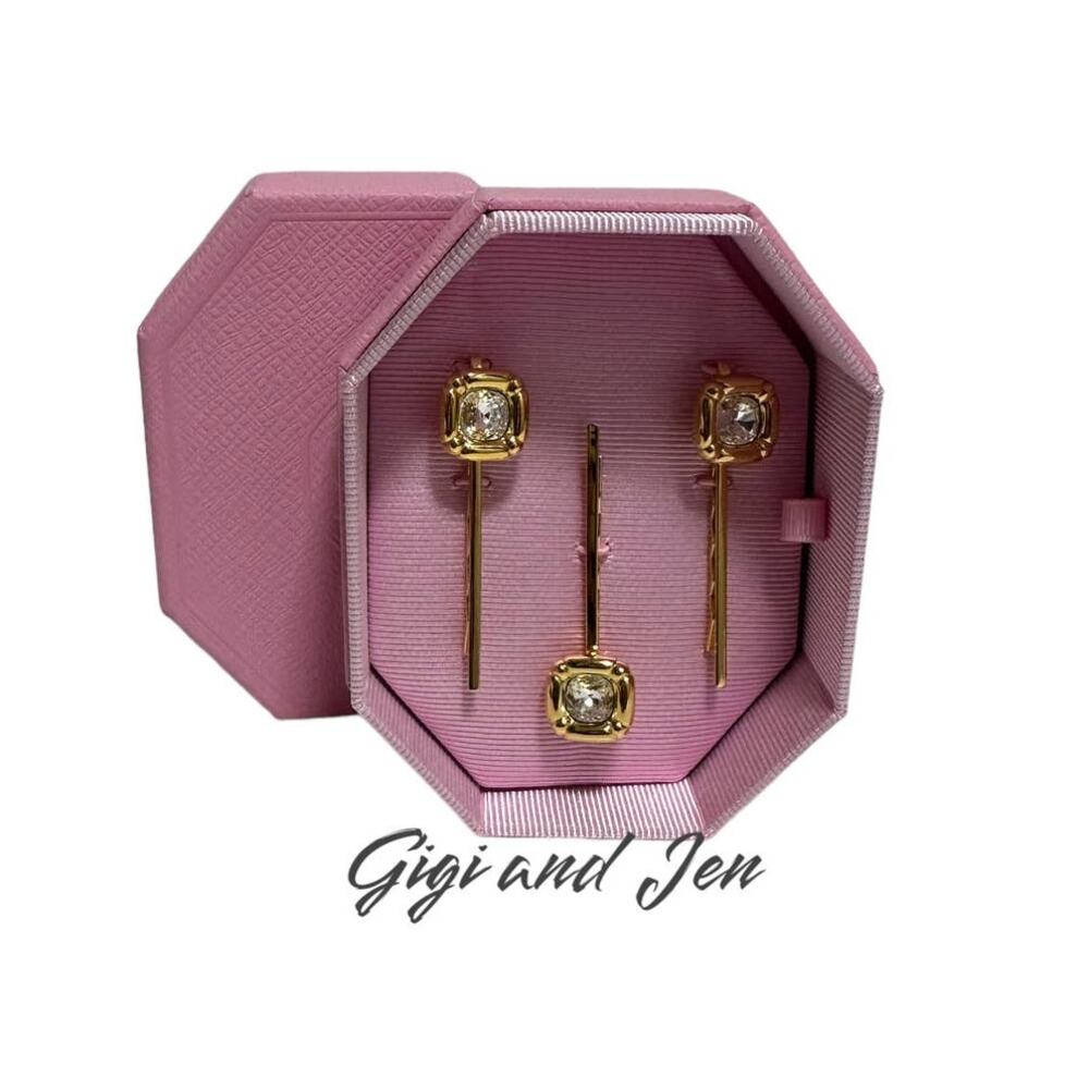 Swarovski Dulci Crystal Gold plated 3-Piece Hairpin Set Hair Accessories
